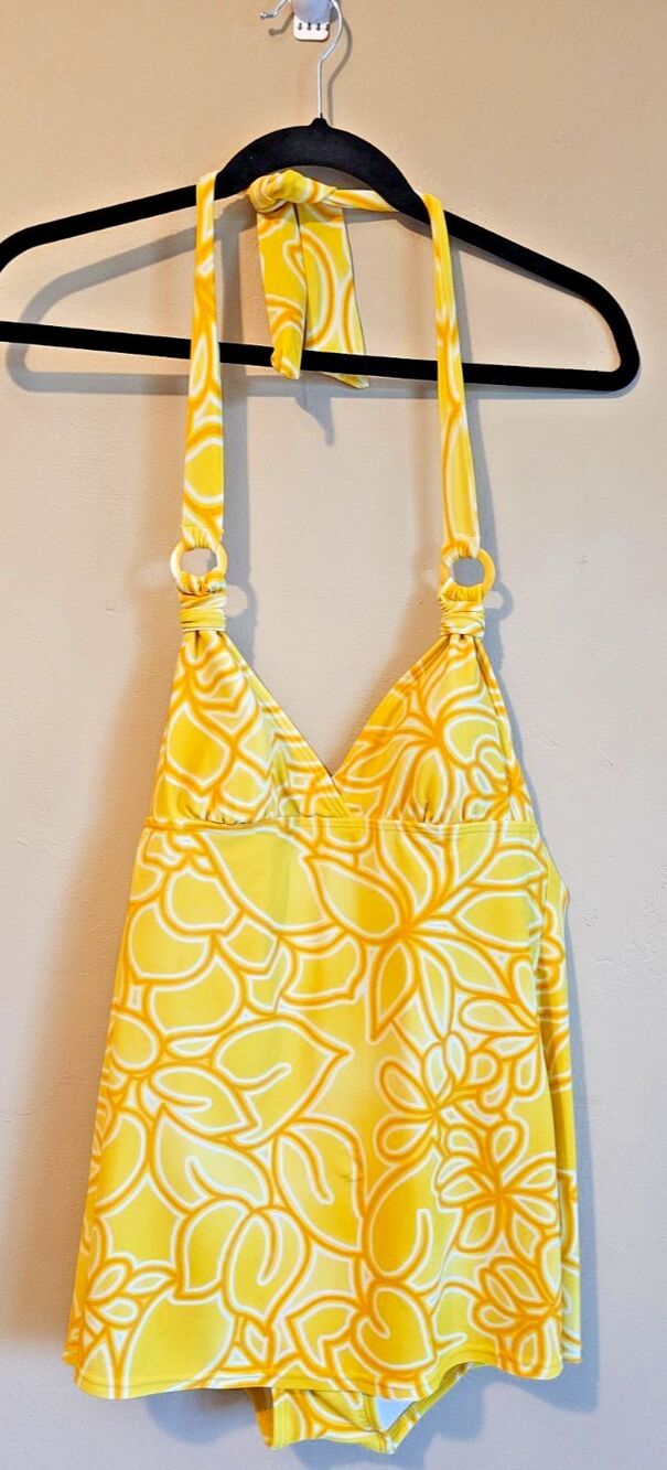 BEACH BAY  Swimsuit Tropical yellow  Floral One-Piece  Sz: 8